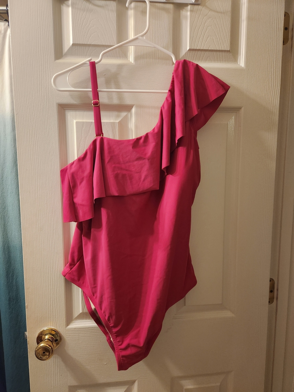 Kona Sol Women's One-Shoulder Ruffle One-Piece Swimsuit - Hot Pink